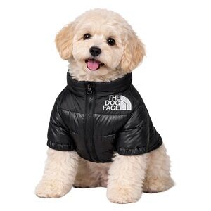 The Dog Face Designer Winter Puffer Jacket for Dogs – Black – Size Small